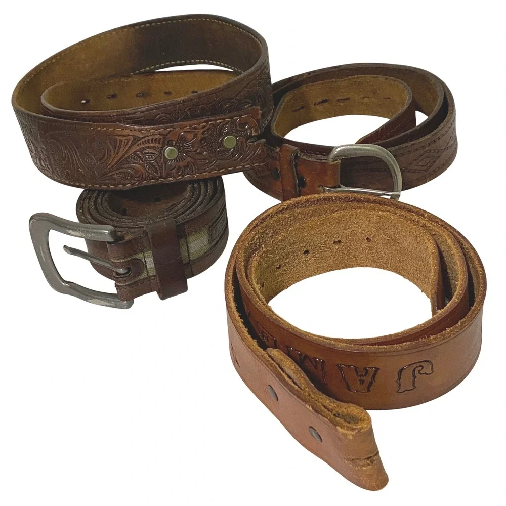 Mixed Lot 4 Mens Leather Belts Upcycling Repair Craft Supplies Household Utility